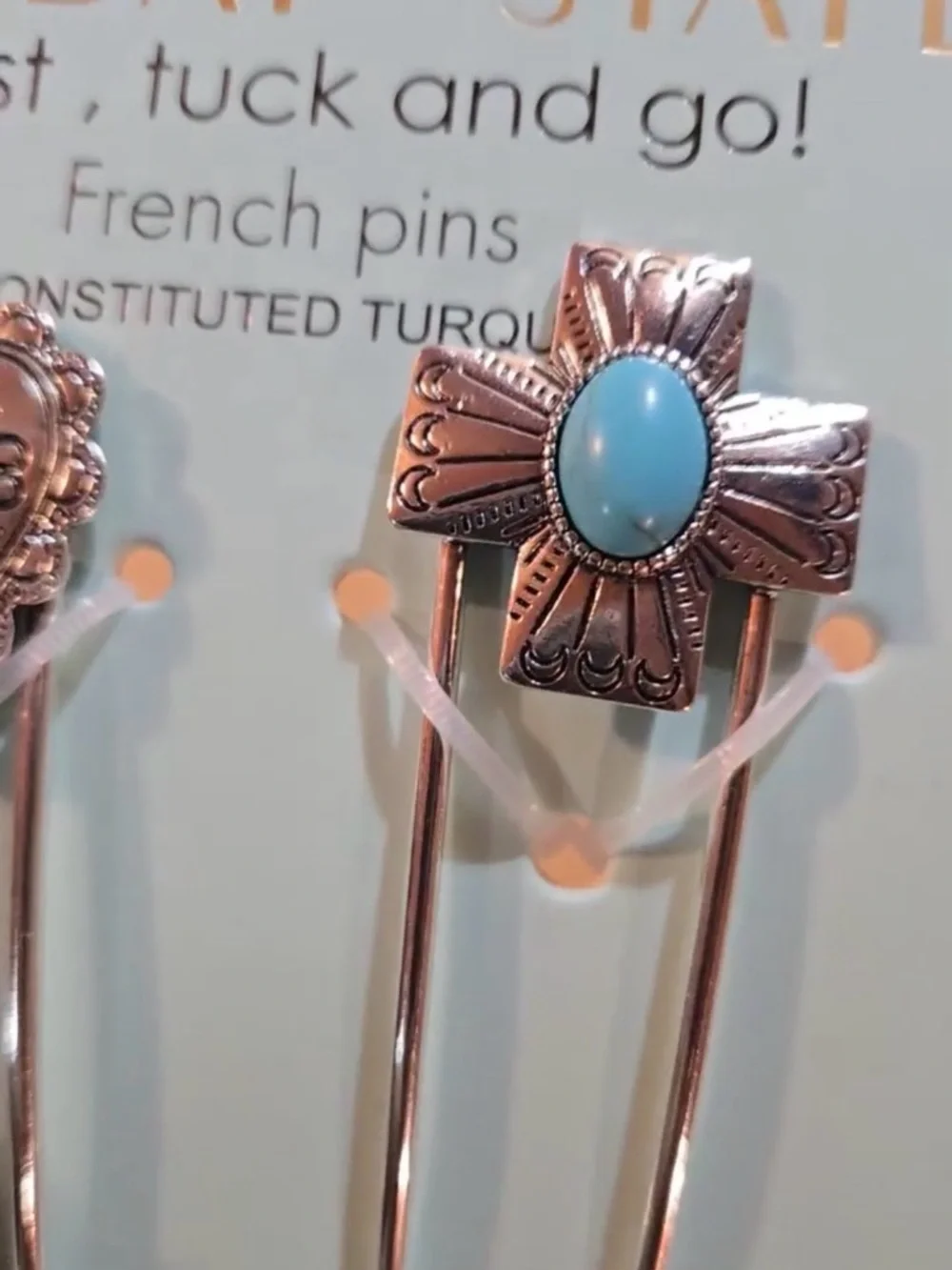 NWT Sunday State Silver and Turquoise Hair Pins
